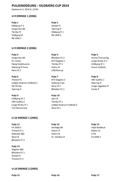 PULJEINDDELING - VILDBJERG CUP 2014 Opdateret D