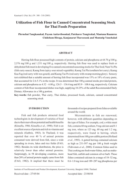 Utilization of Fish Flour in Canned Concentrated Seasoning Stock for Thai Foods Preparation