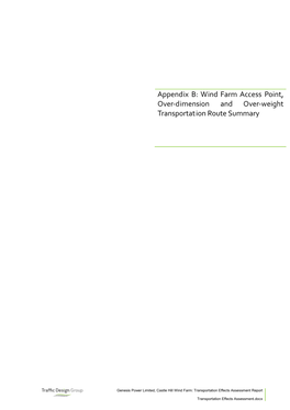 Appendix B: Wind Farm Access Point, Over-Dimension and Over-Weight Transportation Route Summary