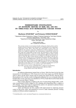 Thermodynamic Investigations of Zeotropic Mixture of … THERMAL SCIENCE, Year 2016, Vol