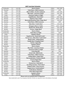 AMT July Boat Schedule