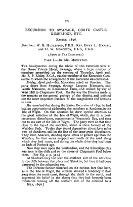 Excursion to Swanage, Corfe Castle, Kimeridge, Etc. Easter, 1896