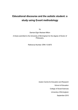 Educational Discourse and the Autistic Student: a Study Using Q-Sort Methodology