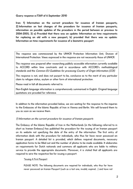 1) Information on the Current Procedure for Issuance of Iranian