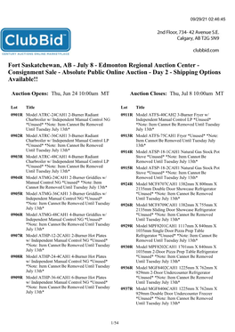 Edmonton Regional Auction Center - Consignment Sale - Absolute Public Online Auction - Day 2 - Shipping Options Available!!