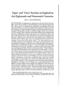 'Close' Parishes in England in the Eighteenth and Nineteenth Centuries