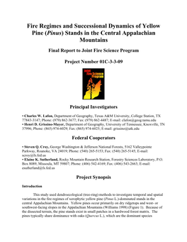 Fire Regimes and Successional Dynamics of Yellow Pine (Pinus) Stands in the Central Appalachian Mountains