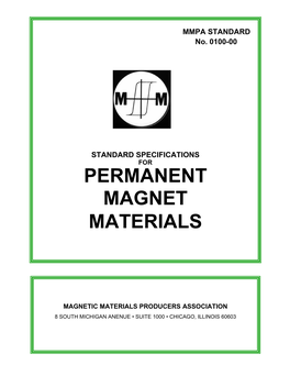 MMPA Standard on Specifications for Permanent Magnet Materials