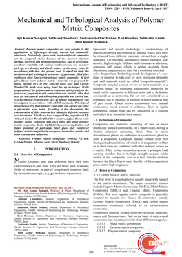 Mechanical and Tribological Analysis of Polymer Matrix Composites