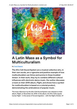 A Latin Mass As a Symbol for Multiculturalism | Norient.Com 27 Sep 2021 08:46:07