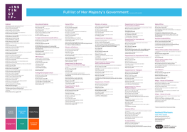 Full List of Her Majesty's Government Correct As of 19 July 2016