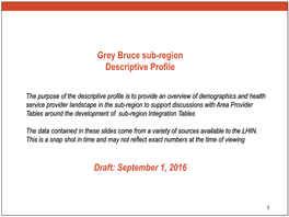 Grey Bruce Sub-Region Descriptive Profile