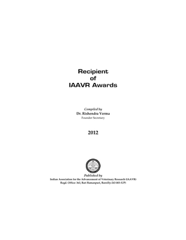 Recipient of IAAVR Awards