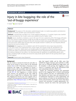Injury in Kite Buggying: the Role of the ‘Out-Of-Buggy Experience’ F