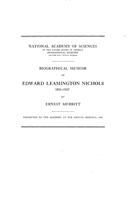 Edward Leamington Nichols 1854-1937