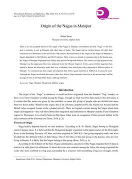 Origin of the Nagas in Manipur