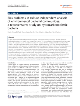 Bias Problems in Culture-Independent Analysis of Environmental Bacterial