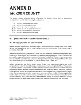 Hazard Mitigation Plan D:1 DRAFT – February 2017 ANNEX D: JACKSON COUNTY