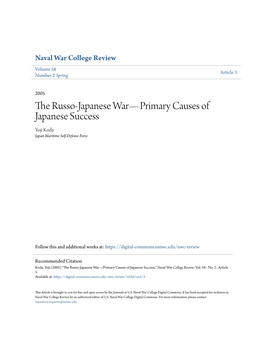 The Russo-Japanese War—Primary Causes of Japanese Success Yoji Koda Japan Maritime Self-Defense Force