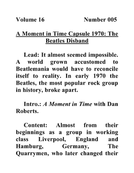 The Beatles Disband Lead