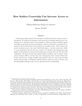 How Sudden Censorship Can Increase Access to Information∗