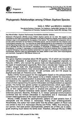 Phylogenetic Relationships Among Chilean Sophora Species