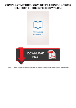 Comparative Theology: Deep Learning Across Religious Borders Free Download