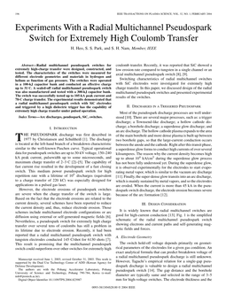 Experiments with a Radial Multichannel Pseudospark Switch for Extremely High Coulomb Transfer H