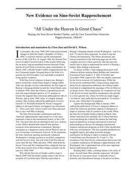 Under the Heaven Is Great Chaos” New Evidence on Sino-Soviet