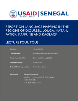 Report on Language Mapping in the Regions of Diourbel, Louga, Matam, Fatick, Kaffrine and Kaolack