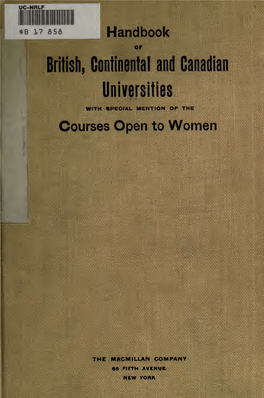 Handbook of British, Continental and Canadian Universities, With