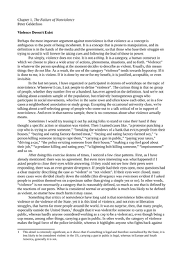 Chapter 1, the Failure of Nonviolence Peter Gelderloos Violence Doesn't Exist Perhaps the Most Important Argument Against Nonvio