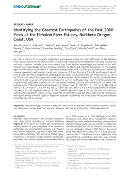 Identifying the Greatest Earthquakes of the Past 2000 Years at the Nehalem River Estuary, Northern Oregon Coast, USA