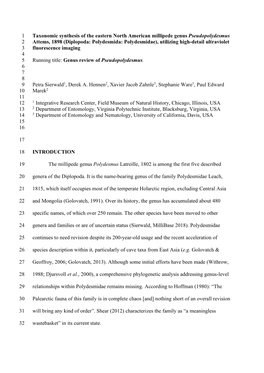 Taxonomic Synthesis of the Eastern North American Millipede Genus