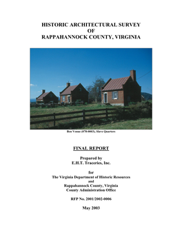 Historic Architectural Survey of Rappahannock County, Virginia