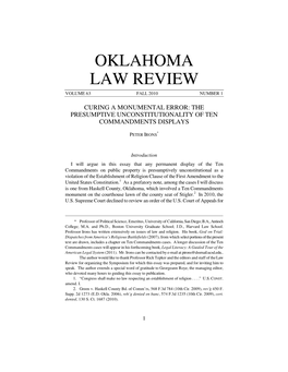 Oklahoma Law Review Volume 63 Fall 2010 Number 1