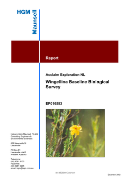 Wingellina Baseline Biological Survey