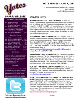 Sports Release