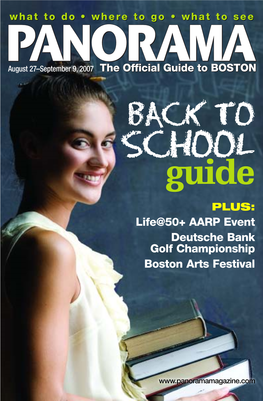 SCHOOL Guide PLUS: Life@50+ AARP Event Deutsche Bank Golf Championship Boston Arts Festival