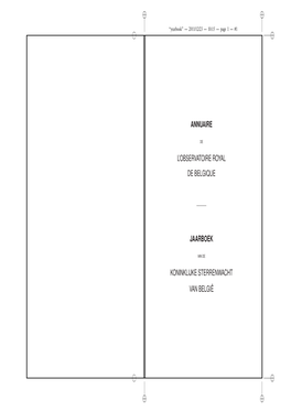 Annuaire L'observatoire Royal De Belgique Jaarboek Koninklijke Sterrenwacht Van België