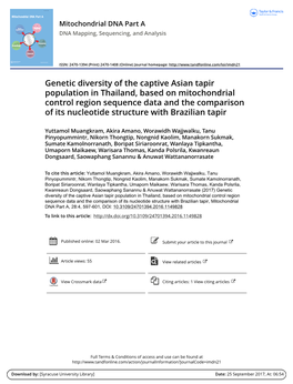 Genetic Diversity of the Captive Asian Tapir Population in Thailand, Based