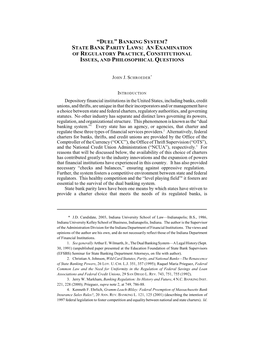 State Bank Parity Laws: an Examination of Regulatory Practice, Constitutional Issues, and Philosophical Questions