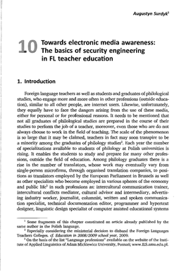 Towards Electronic Media Awareness: the Basics of Security Engineering in FL Teacher Education