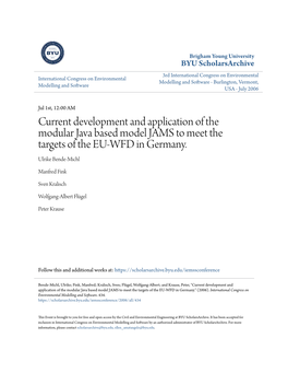 Current Development and Application of the Modular Java Based Model JAMS to Meet the Targets of the EU-WFD in Germany