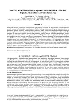 Towards a Diffraction-Limited Square-Kilometer Optical Telescope: Digital Revival of Intensity Interferometry