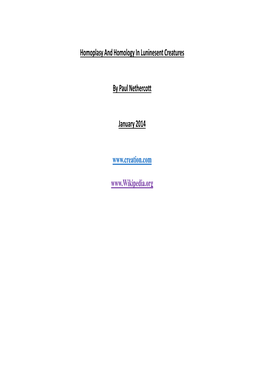 Homoplasy and Homology in Luninesent Creatures by Paul