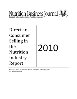 Direct-To-Consumer Selling in the Nutrition Industry Report