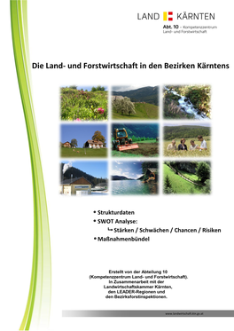 Die Land- Und Forstwirtschaft in Den Bezirken Kärntens