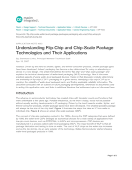 Understanding Flip-Chip and Chip-Scale Package Technologies and Their Applications