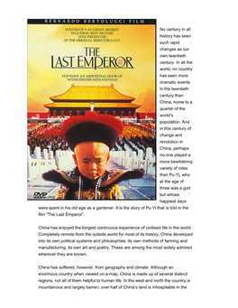 The Last Emperor Study Guide